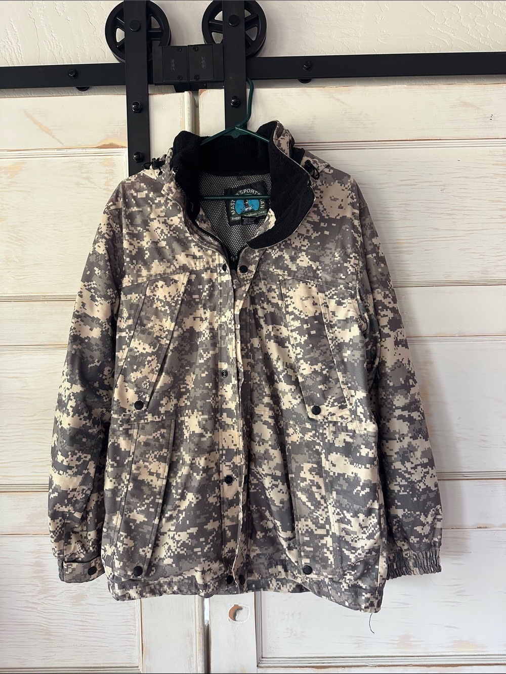 Digital Camo Hooded Field Jacket - Gray/Tan